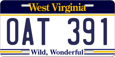 WV license plate OAT391