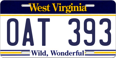 WV license plate OAT393