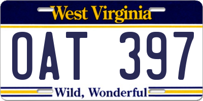 WV license plate OAT397