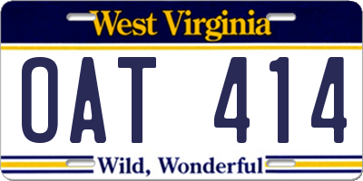 WV license plate OAT414
