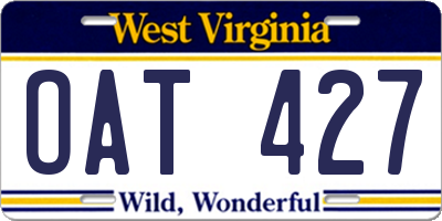 WV license plate OAT427