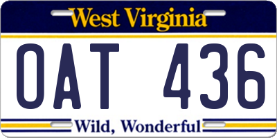 WV license plate OAT436