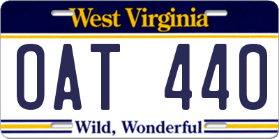WV license plate OAT440