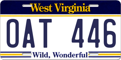 WV license plate OAT446