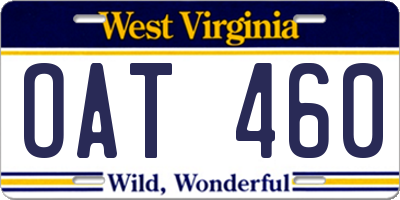WV license plate OAT460