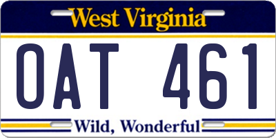 WV license plate OAT461