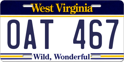 WV license plate OAT467