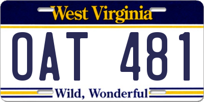 WV license plate OAT481