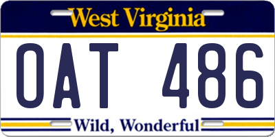 WV license plate OAT486