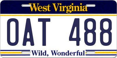 WV license plate OAT488