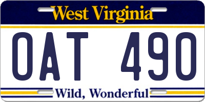 WV license plate OAT490