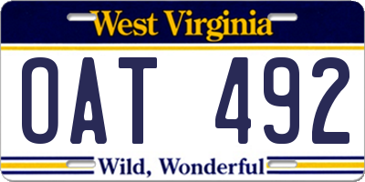 WV license plate OAT492