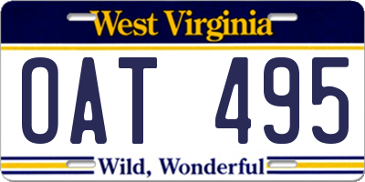 WV license plate OAT495
