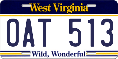 WV license plate OAT513