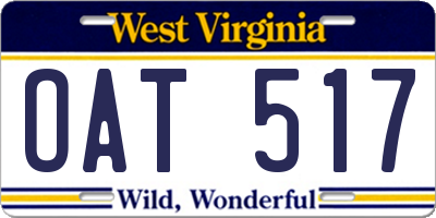 WV license plate OAT517
