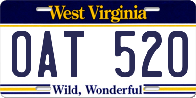 WV license plate OAT520