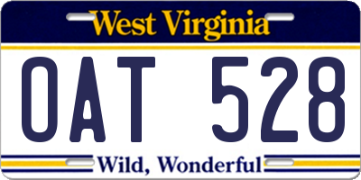 WV license plate OAT528