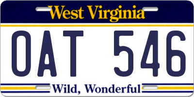 WV license plate OAT546