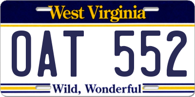 WV license plate OAT552