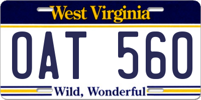 WV license plate OAT560