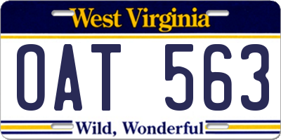 WV license plate OAT563