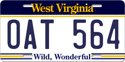 WV license plate OAT564