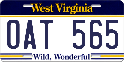 WV license plate OAT565