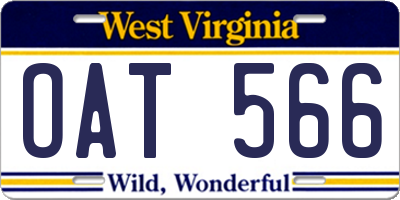 WV license plate OAT566