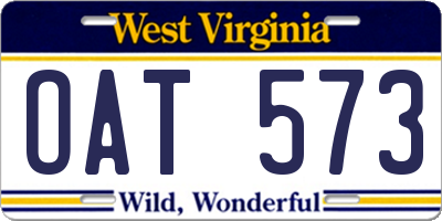 WV license plate OAT573