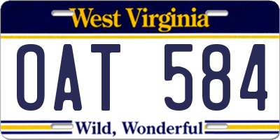 WV license plate OAT584