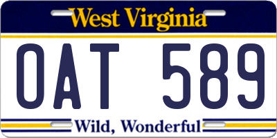 WV license plate OAT589