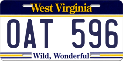 WV license plate OAT596