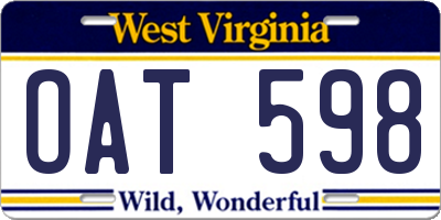 WV license plate OAT598