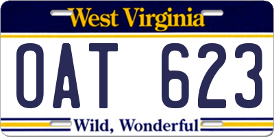 WV license plate OAT623