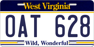 WV license plate OAT628