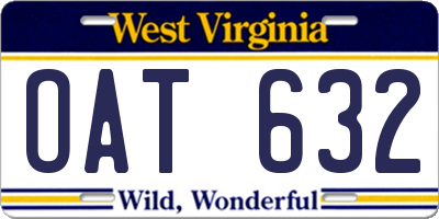 WV license plate OAT632