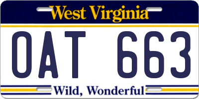 WV license plate OAT663