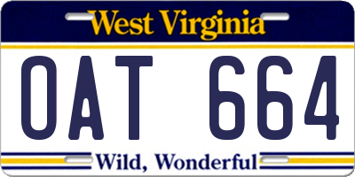 WV license plate OAT664