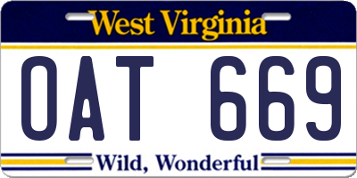 WV license plate OAT669