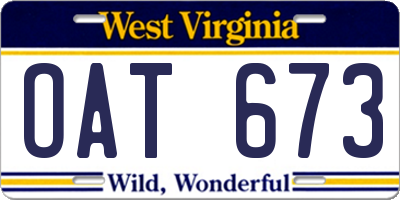 WV license plate OAT673