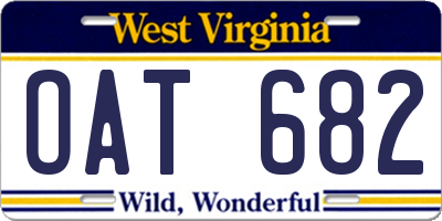 WV license plate OAT682