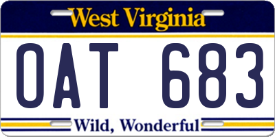 WV license plate OAT683