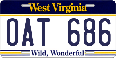 WV license plate OAT686