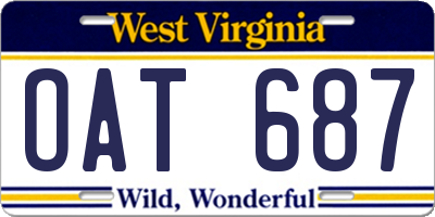 WV license plate OAT687