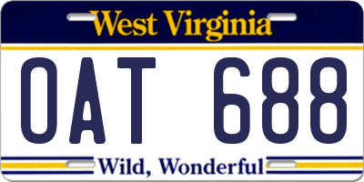 WV license plate OAT688