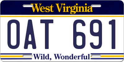WV license plate OAT691