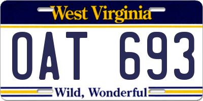 WV license plate OAT693
