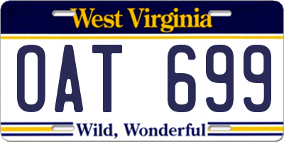 WV license plate OAT699