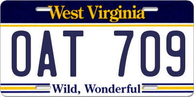 WV license plate OAT709