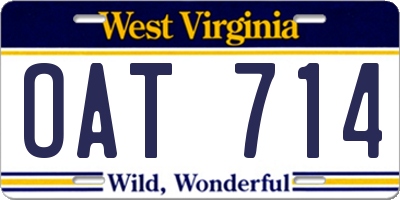 WV license plate OAT714
